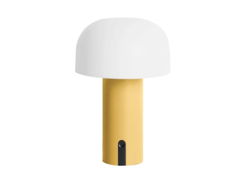 Tafellamp Nandond geel met milky white kap, snoerloos LED-design in moderne retrostijl