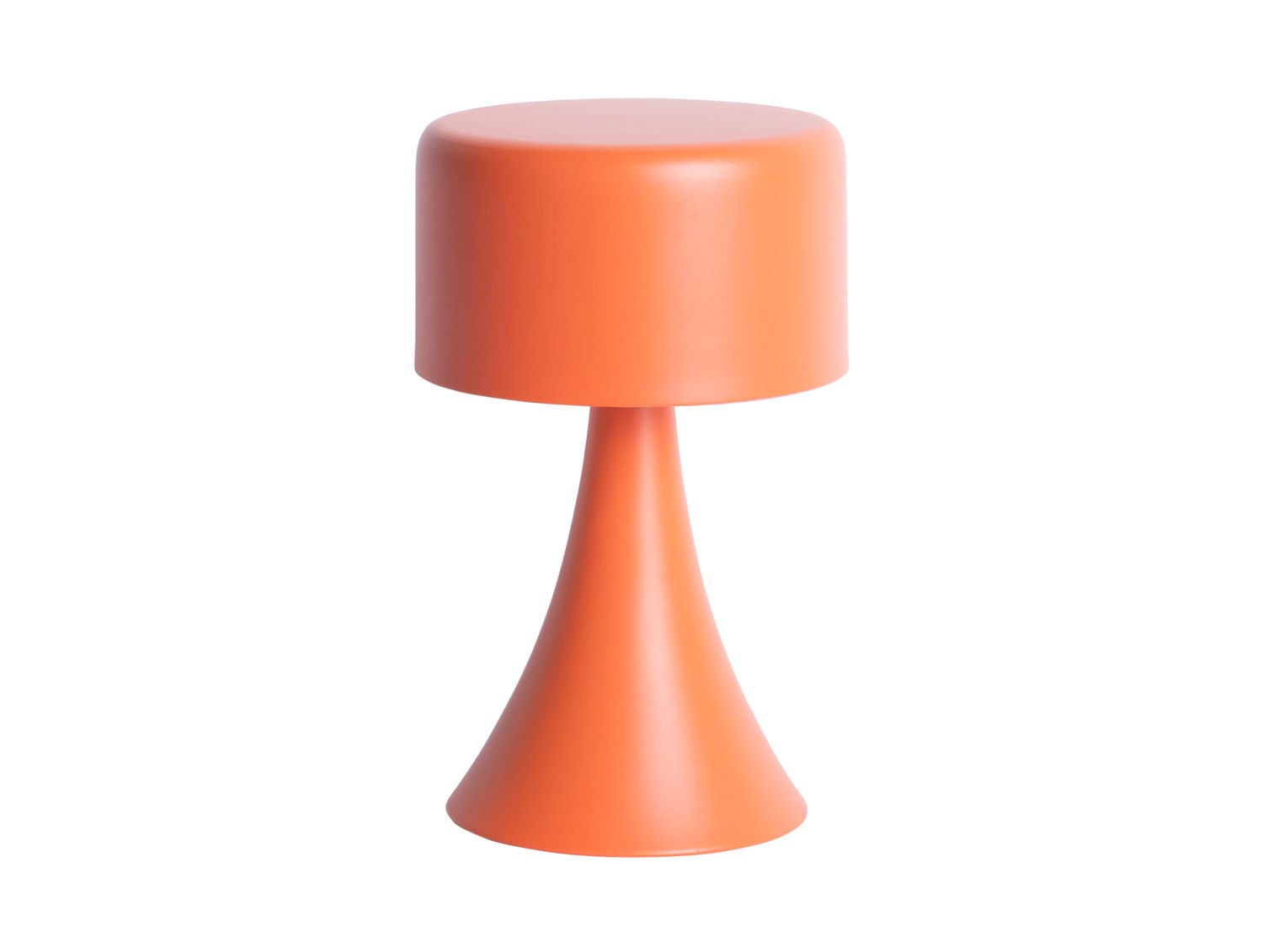 Tafellamp Hildone helder oranje, compact en snoerloos, met retro design en LED-lichtaccent