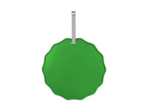 Memobord Kibone helder groen, rond ijzeren wandbord met ophanglus voor notities en foto’s