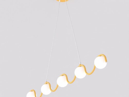 Hanglamp Tasonte Oranje Ø10 cm met golvende oranje armatuur en witte glazen kappen