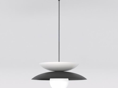 Hanglamp Bondak Zwart Ø10 cm met zwart staal en wit glas, sculpturaal design voor sfeervol licht