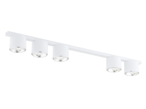Plafondlamp Sliesona Wit met 5 verstelbare GU10-spots in minimalistisch wit staal