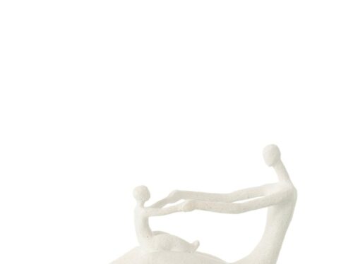 Beeld Paltin polyresin wit H25 cm, moeder en kind in rustige matte afwerking op sokkel