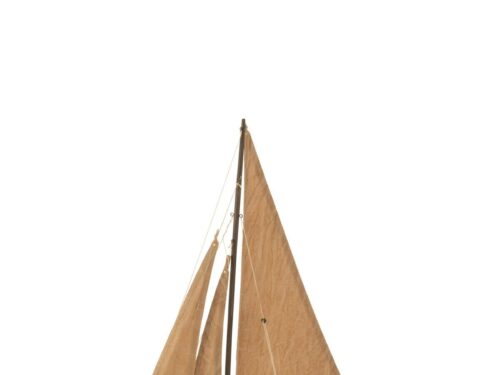 Modelschip Noommang Hout Bruin: decoratieve houten zeilboot met bruine zeilen en standaard
