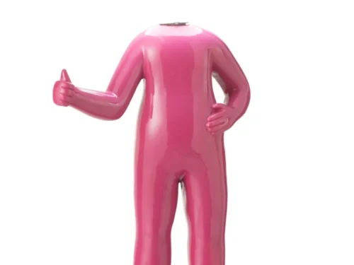 Roze Tafellamp Mekong van polyresin, speels design met G9 fitting en 44,5 cm hoogte