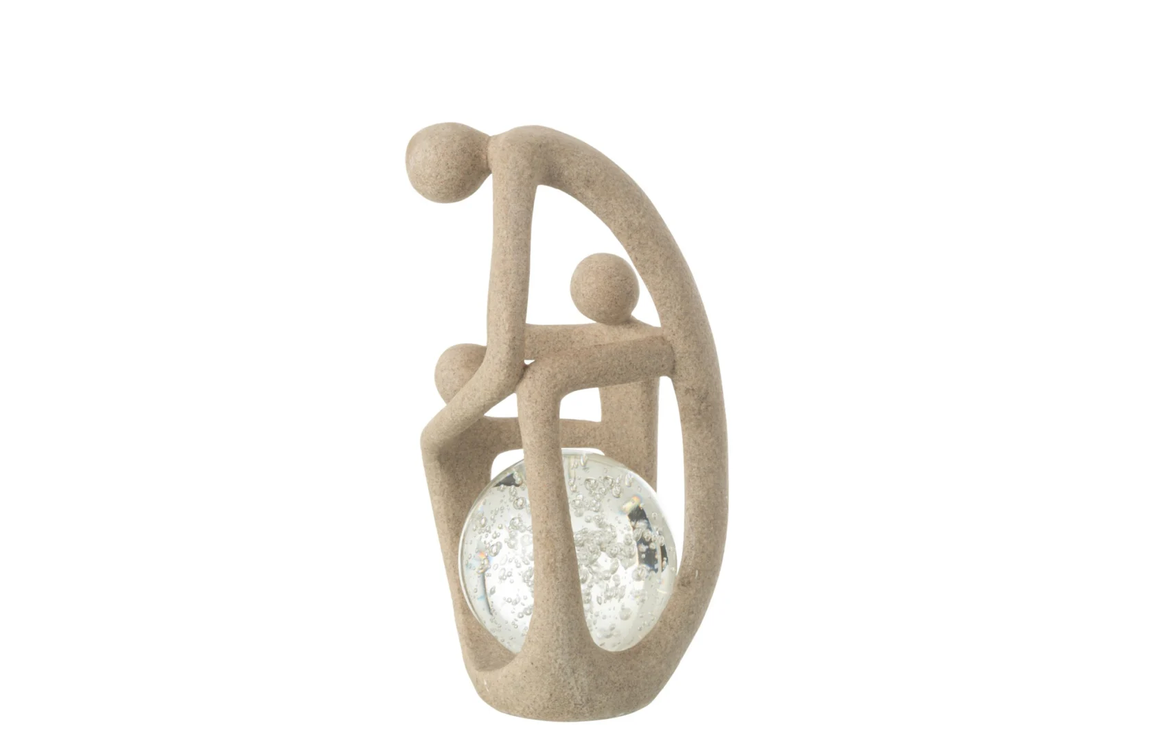 Kaurmora decoratiebal naturel polyresin met kristallen detail, set van 2, organisch en rustgevend