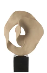 Decoratie Breetik polyresin abstracte meerkleurige sculptuur op zwarte voet, modern en opvallend