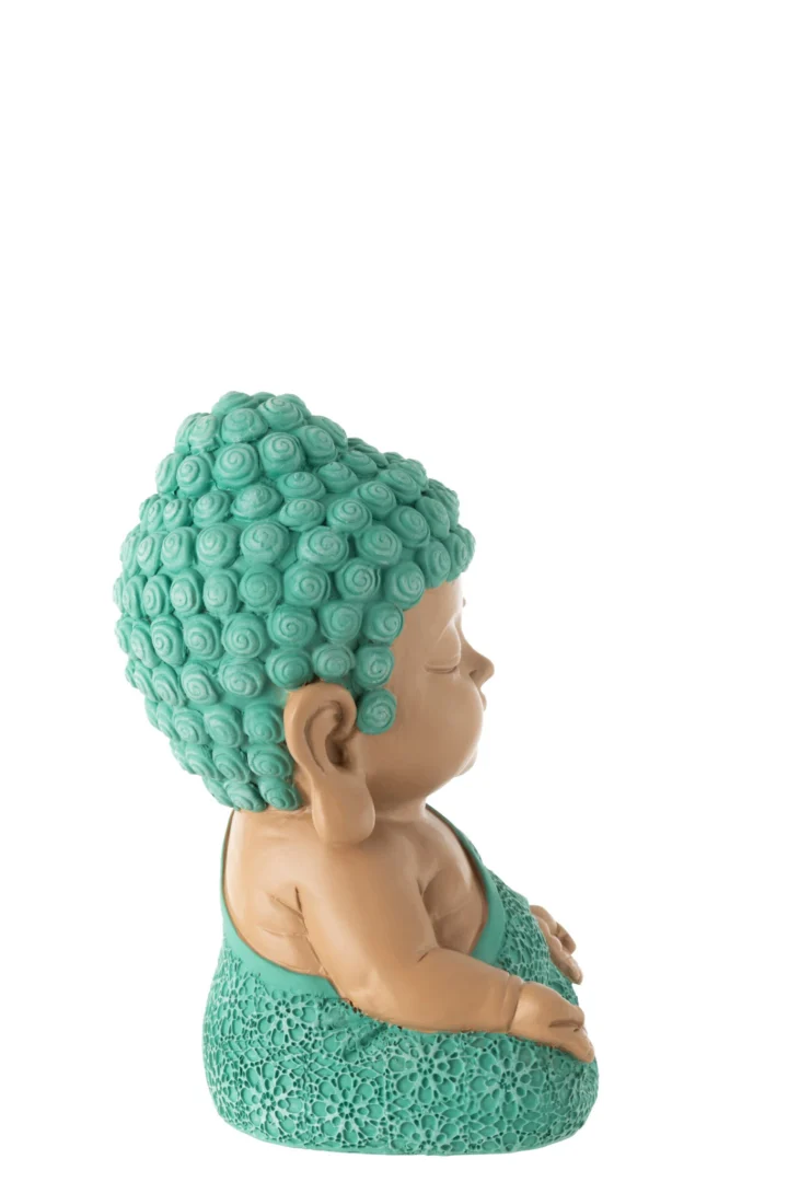 Beeld Dossik polyresin boeddhabeeld met turquoise details en meerkleurige afwerking, H19,5 cm