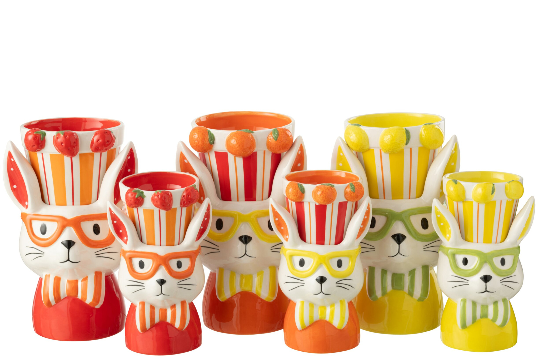 Bloempot Nummira Dolomiet Meerkleurig H25,5 cm - Set van 3 - Afbeelding 2