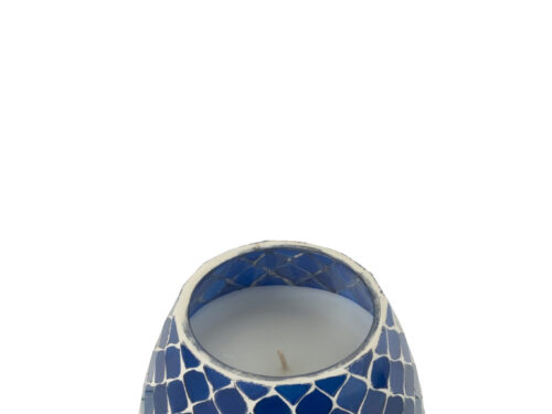 Geurkaars Baannena Blauw met mozaïekpatroon en lange brandduur voor sfeervol interieur