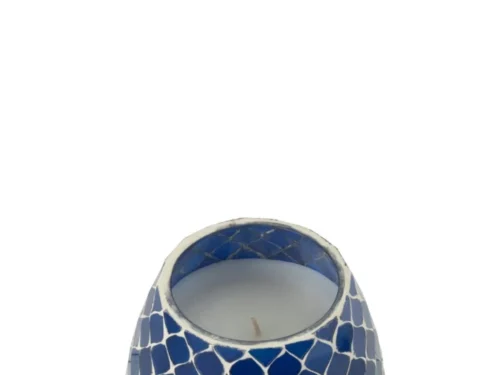 Geurkaars Baannena Blauw met mozaïekpatroon en lange brandduur voor sfeervol interieur