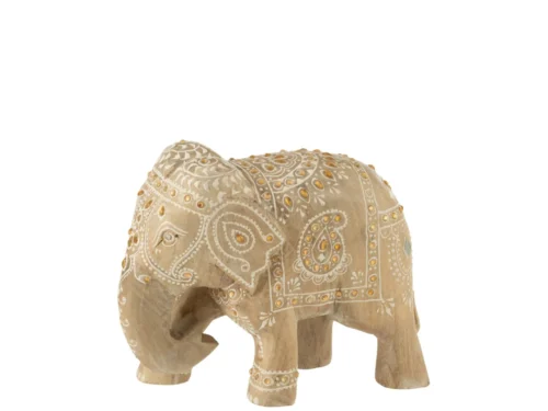 Decoratiefiguur Valvol olifant van mangohout met meerkleurige handbeschildering en speelse details