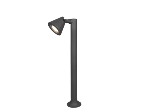 Buitenlamp Briro antraciet op slanke paal, moderne buitenlamp met draaibare spot