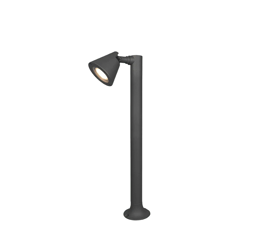 Buitenlamp Briro antraciet op slanke paal, moderne buitenlamp met draaibare spot