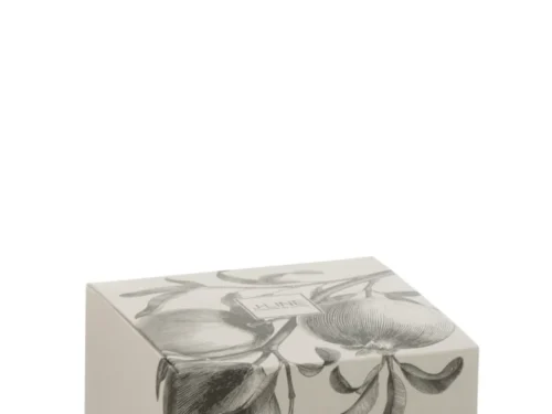 Geurkaars Nadella in glazen houder met meerkleurige verpakking, vijg en bay leaves geur, decoratief en compact