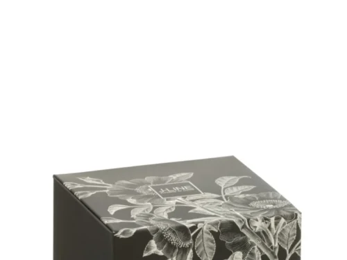 Geurkaars Mauskek in zwarte doos met cardamom-lime geur en bloemendessin