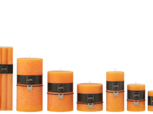 Opbergdoos Voostir Paraffine Oranje met 6 oranje tafelkaarsen, slank en stijlvol, 100% paraffine