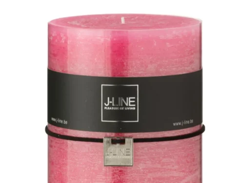 Roze cilinderkaars Tostea van paraffine, extra groot met 95 uur brandduur en J-Line banderolle