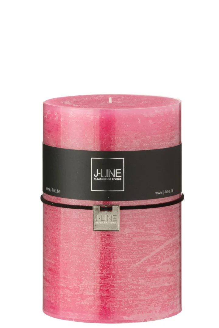 Roze cilinderkaars Tostea van paraffine, extra groot met 95 uur brandduur en J-Line banderolle