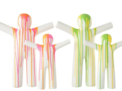 Woonaccessoire Steelon Steen Meerkleurig set van 2, abstracte figuren met druipende kleuren