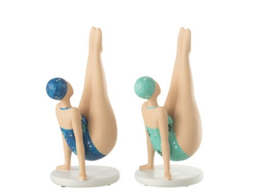 Beeld Heernor set van 2, meerkleurige polyresin en steen, elegante handstandbeeldjes voor interieurdecoratie