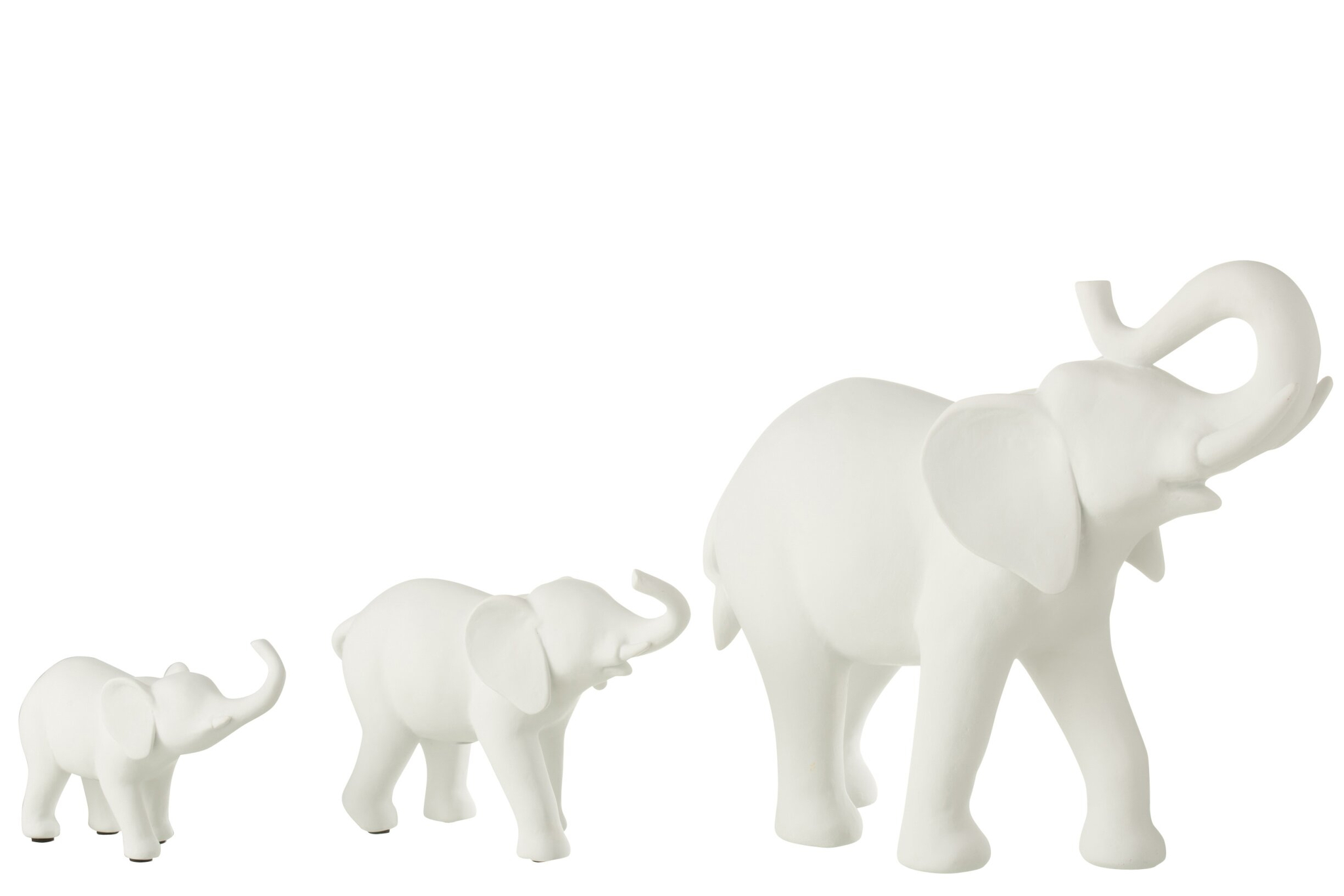 Witte Decoratiefiguur Sketir olifanten, steen en polyresin, rustige stijlvolle woonaccessoire H31,5 cm