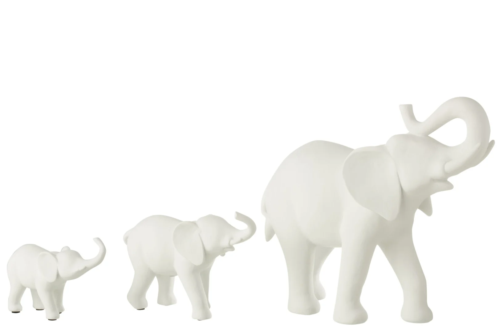 Witte Decoratiefiguur Sketir olifanten, steen en polyresin, rustige stijlvolle woonaccessoire H31,5 cm