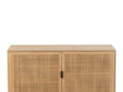 Kast Fiemmund Naturel met rietlook deuren en zwart metalen frame