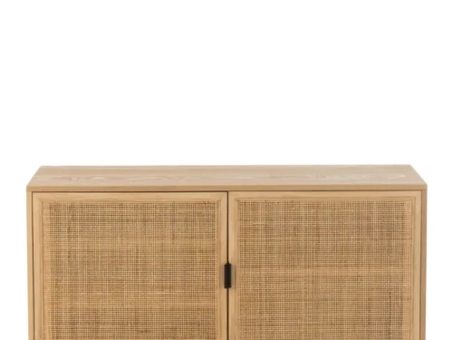 Kast Fiemmund Naturel met rietlook deuren en zwart metalen frame