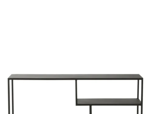 Rek Taummine Metaal 120 cm, zwart designrek met ongelijke niveaus en slanke metalen lijst