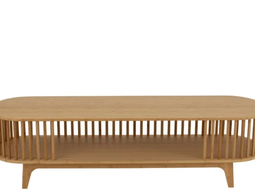TV-meubel Klierdun Naturel 150 cm van bamboe met open latten en warme, lichte uitstraling
