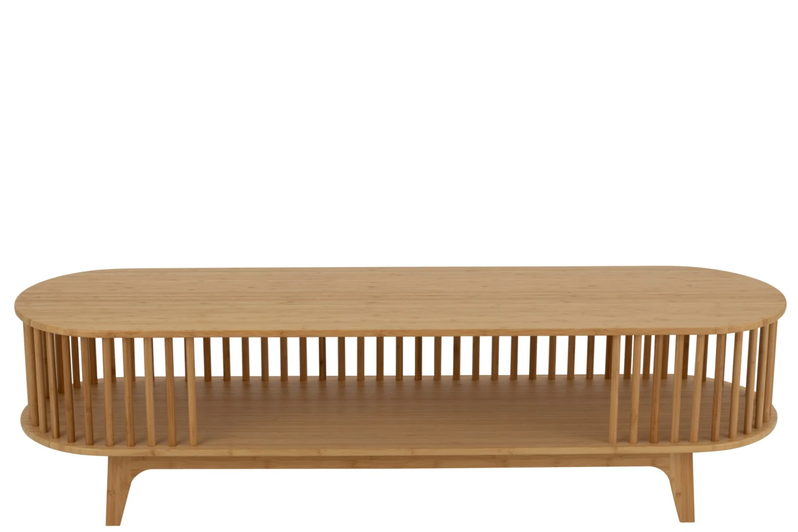 TV-meubel Klierdun Naturel 150 cm van bamboe met open latten en warme, lichte uitstraling