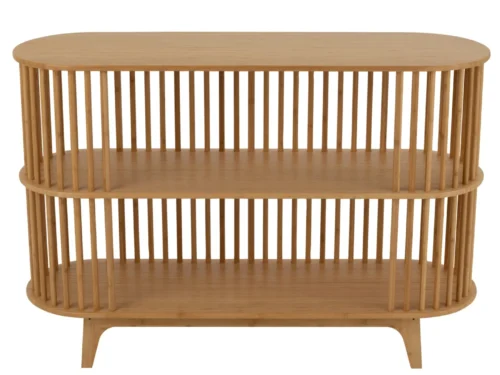 Buffetkast Zietino Naturel van bamboe met open latten, 120 cm breed en luchtig design