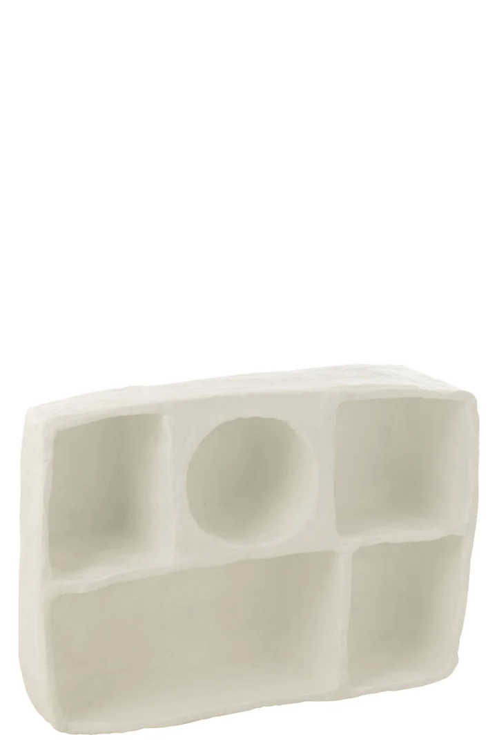 Wandrek Gonis Papier 80 cm wit, licht en modern met vier vakken in zachte, decoratieve vorm