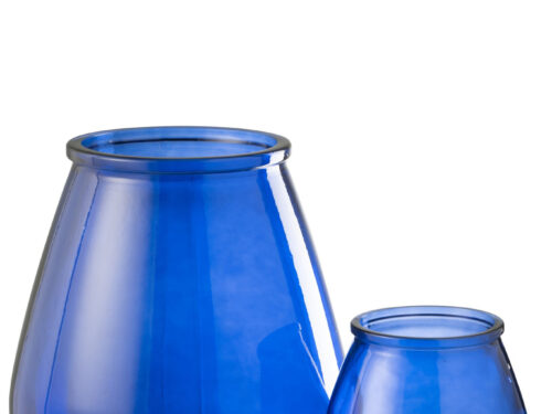 Vaas Prentar glas blauw, eivormig statementstuk in twee formaten, 35,5 cm hoog