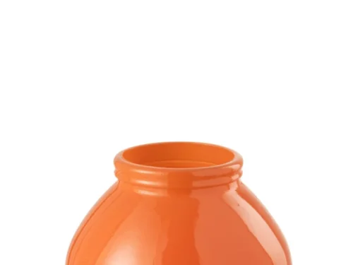 Oranje Bronu glazen vaas met compact rond design en glanzende afwerking, 20 cm hoog