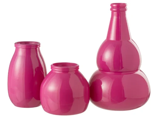 Vaas Ceetone glas roze H45 cm, speels gevormd met glanzende afwerking en elegante hoogte