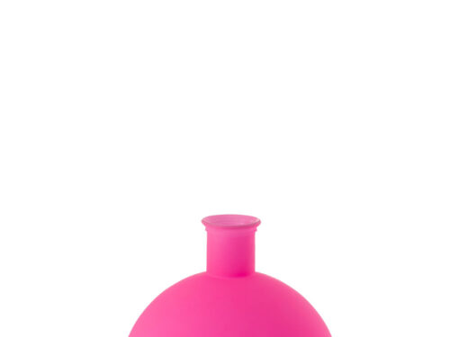 Bolvaas Klesone roze glazen vaas met ronde vorm, 44 cm hoog en opvallend neon accent