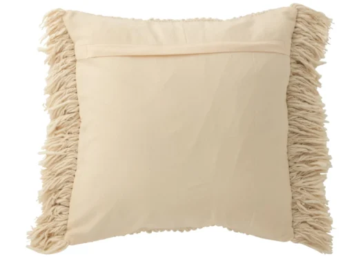 Kussen Dekora beige 50x50 cm van katoen met franjes, voor een warme en tijdloze uitstraling