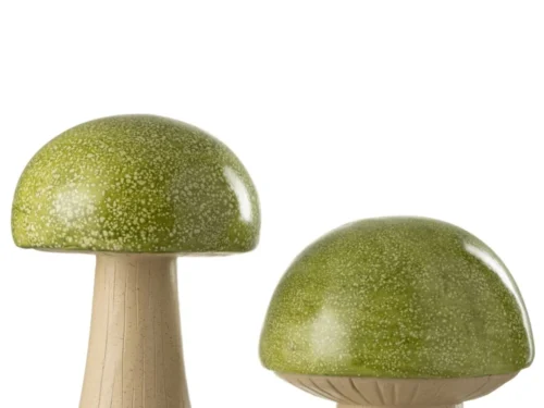 Klauka groene decoratiefiguren paddenstoel set van 2, voor tuin of terras, H38 cm, modern en robuust