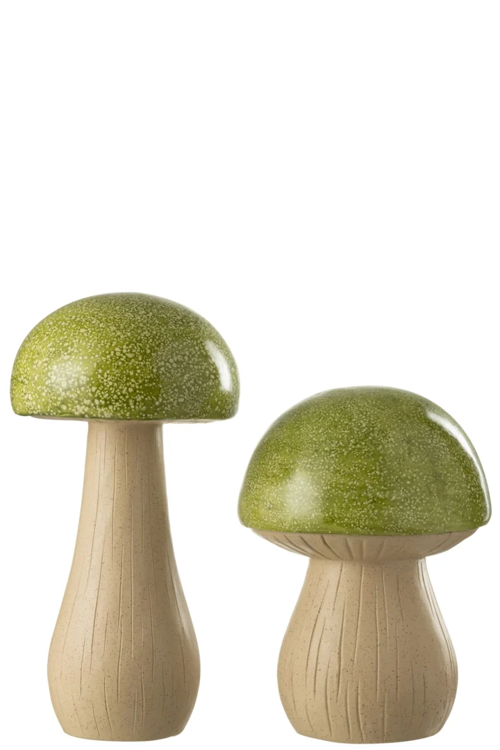 Klauka groene decoratiefiguren paddenstoel set van 2, voor tuin of terras, H38 cm, modern en robuust