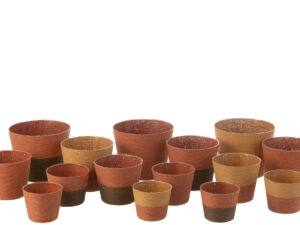 Bloempot Fonil Papier Bruin H17 cm - Set van 3