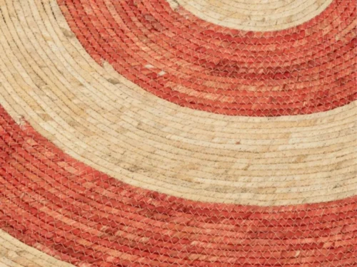 Nooskis naturel rond vloerkleed van maïshuls, set van 2, met warme rood-beige cirkelstructuur 120x120 cm