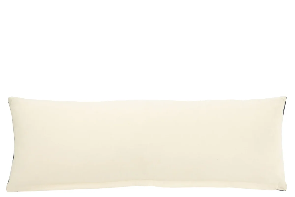 Kussen Mindund Blauw 100x35 cm, rechthoekig katoenen sierkussen met donkerblauw-wit etnisch dessin