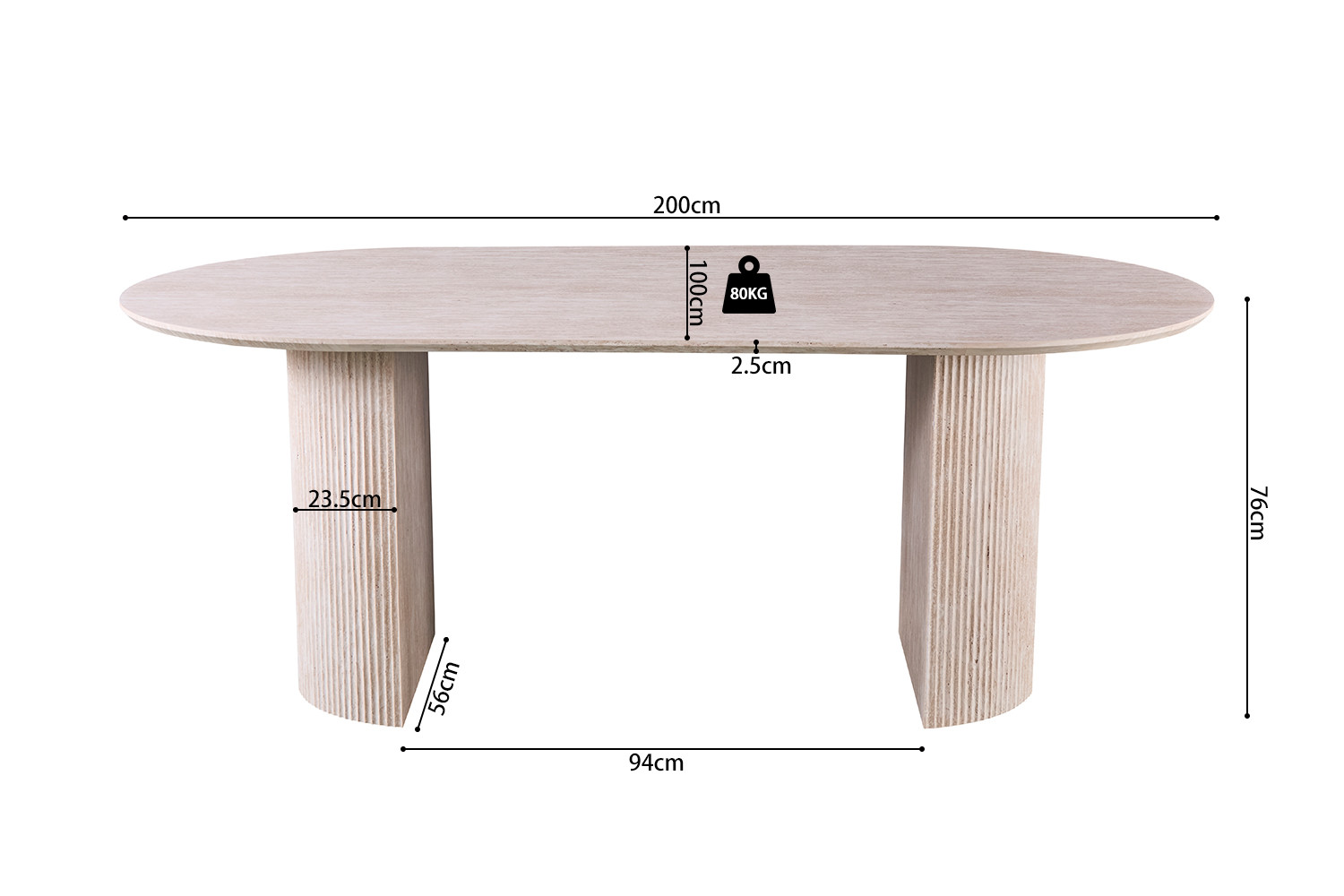 Tafel Nerdar Travertin 200 cm - Afbeelding 8