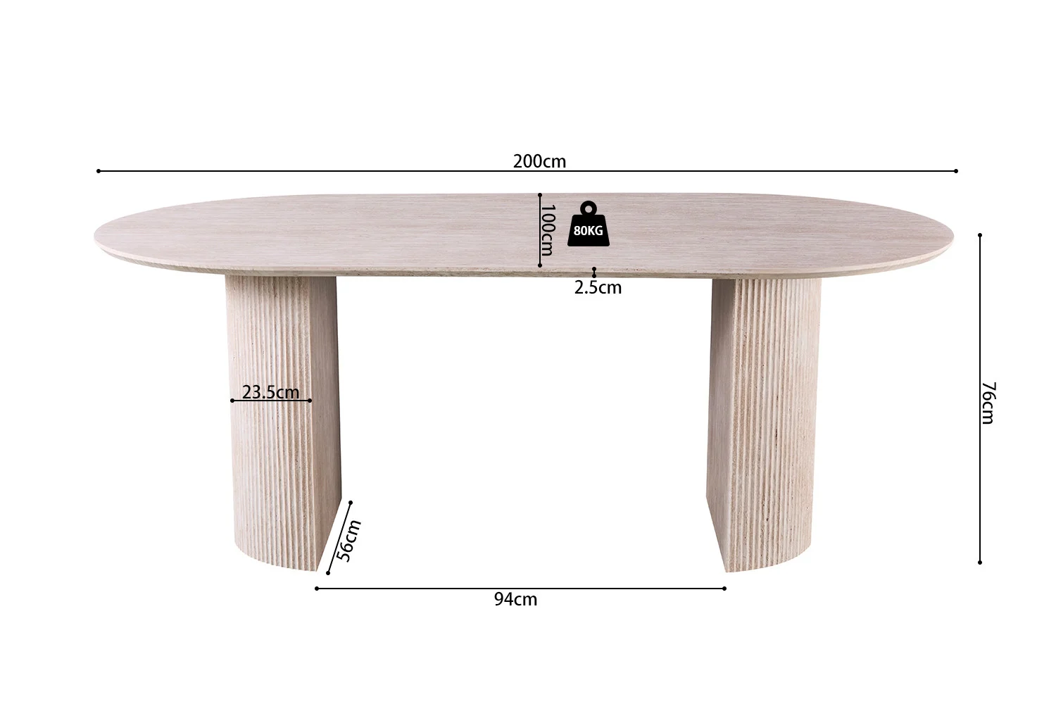 Tafel Nerdar Travertin 200 cm - Afbeelding 8