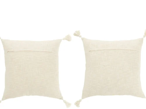 Kussen Vorrano Geel set van 2, 45x45 cm, vierkant met tassels en zachte textuur