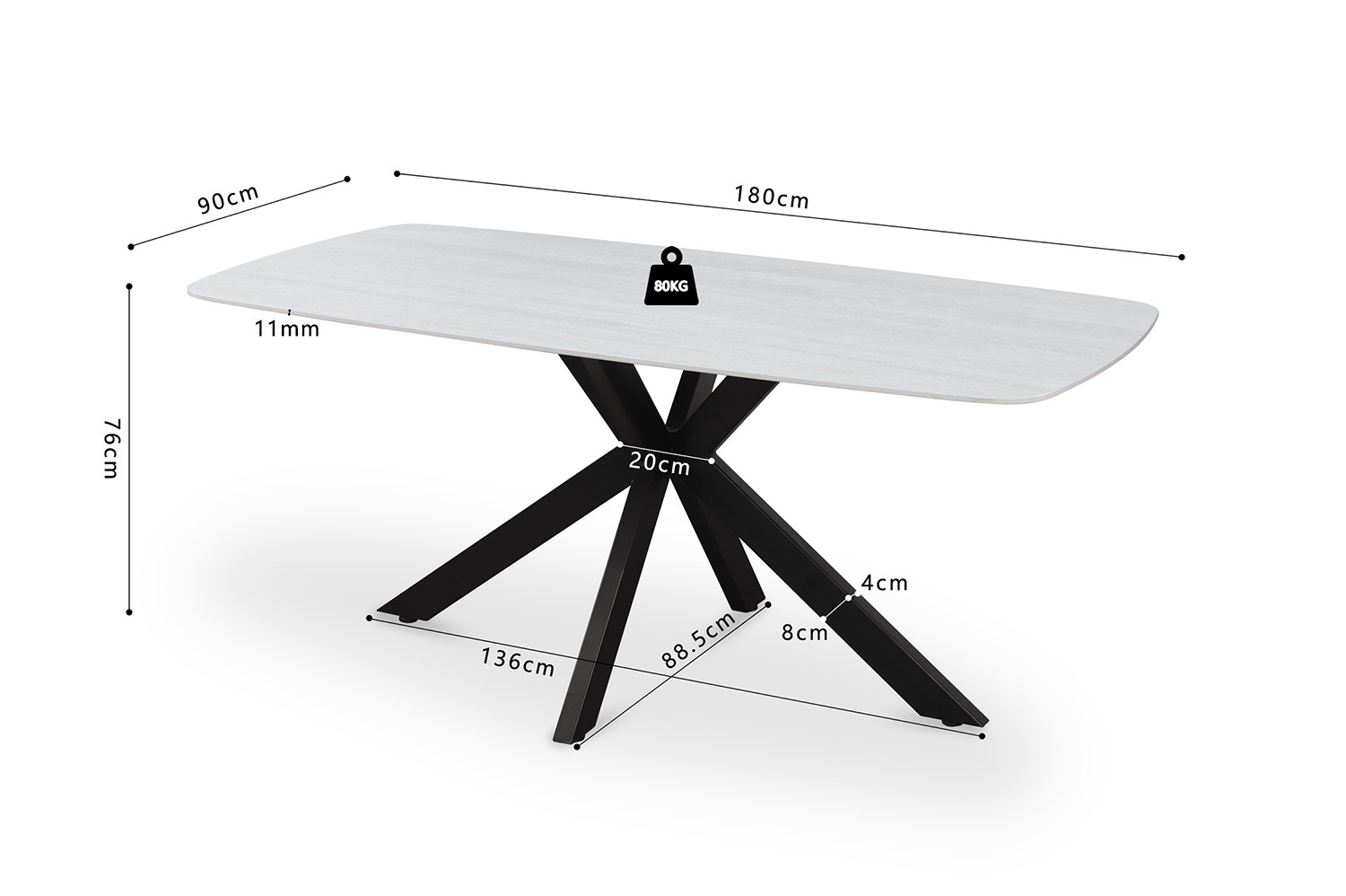 Tafel Cario Steen 180 cm - Afbeelding 7