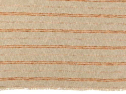 Plaid Klaulvir Oranje met geruit dessin, linnen-katoen mix en zachte franjes