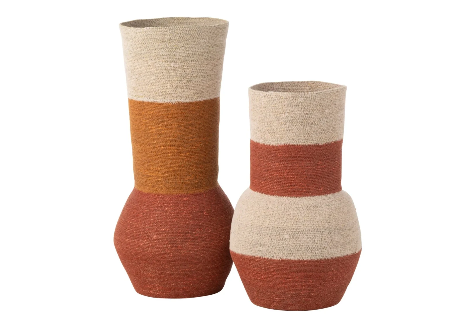 Vaas Slakella zeegras meerkleurig, hoge slanke vorm in naturel, roest en terracotta, 68 cm